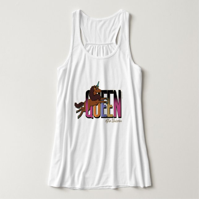Afro Unicorn Queen Design Linne Med Racerback (Design framsida)