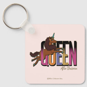 Afro Unicorn Queen Design Nyckelring
