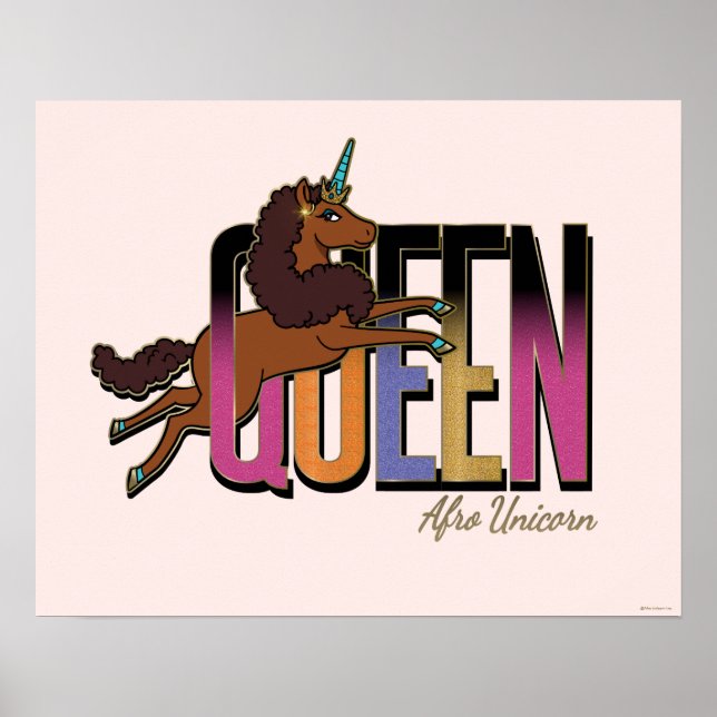 Afro Unicorn Queen Design Poster (Framsidan)