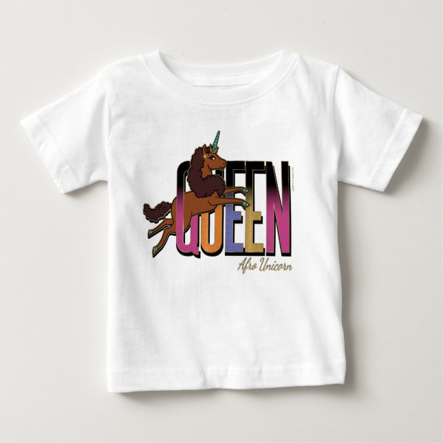 Afro Unicorn Queen Design T Shirt (Framsida)