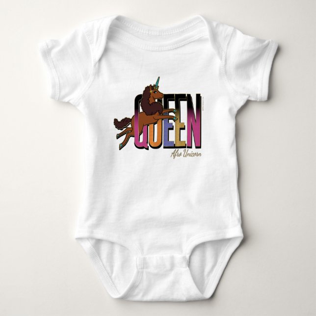 Afro Unicorn Queen Design T Shirt (Framsida)