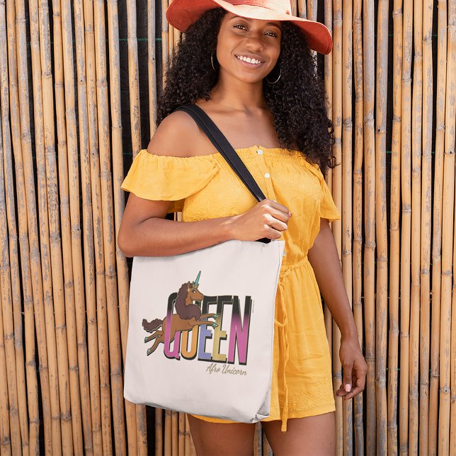 Afro Unicorn Queen Design Tygkasse (Person carrying tote bag)