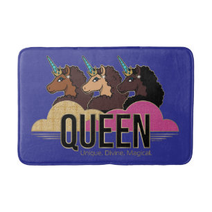 Afro Unicorn Queen Trio Design Badrumsmatta