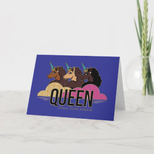 Afro Unicorn Queen Trio Design Kort