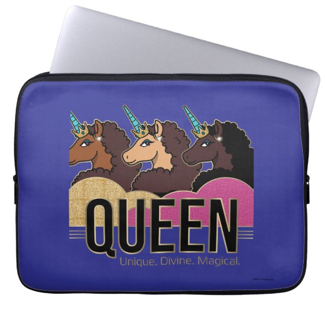 Afro Unicorn Queen Trio Design Laptop Fodral (Framsidan)