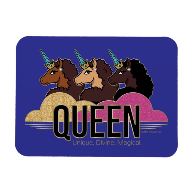 Afro Unicorn Queen Trio Design Magnet (Horisontell)