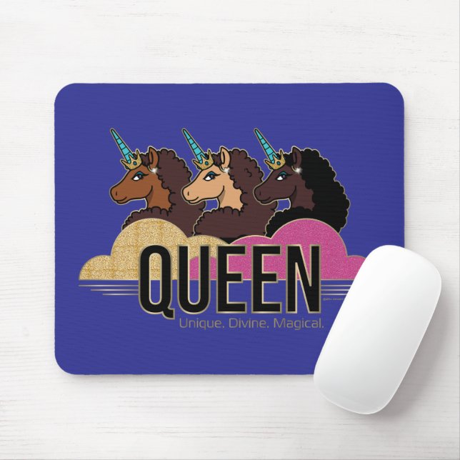 Afro Unicorn Queen Trio Design Musmatta (Med mus)