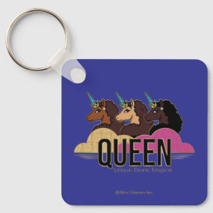 Afro Unicorn Queen Trio Design Nyckelring