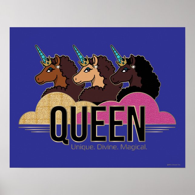 Afro Unicorn Queen Trio Design Poster (Framsidan)