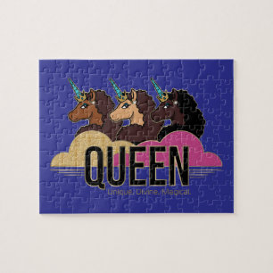 Afro Unicorn Queen Trio Design Pussel