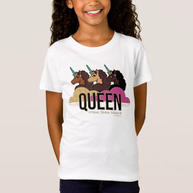 Afro Unicorn Queen Trio Design T Shirt (Framsida)