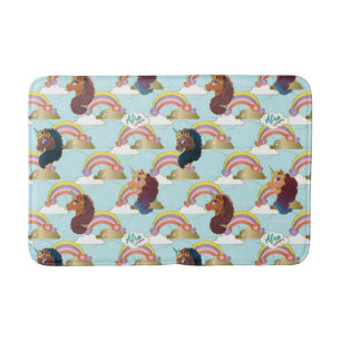 Afro Unicorn Rainbow och Hearts Mönster Badrumsmatta