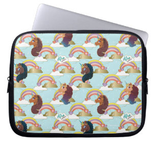 Afro Unicorn Rainbow och Hearts Mönster Laptop Fodral