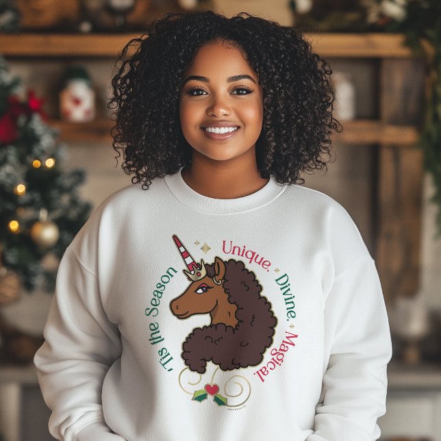 Afro Unicorn "Tis the Season Helgdag Unicorn T Shirt (Skapare uppladdad)