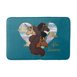 Afro Unicorn Trio Heart Design Badrumsmatta