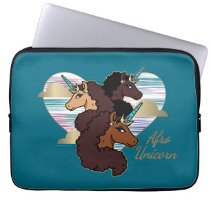 Afro Unicorn Trio Heart Design Laptop Fodral