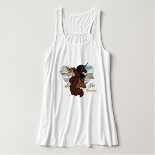 Afro Unicorn Trio Heart Design Linne Med Racerback