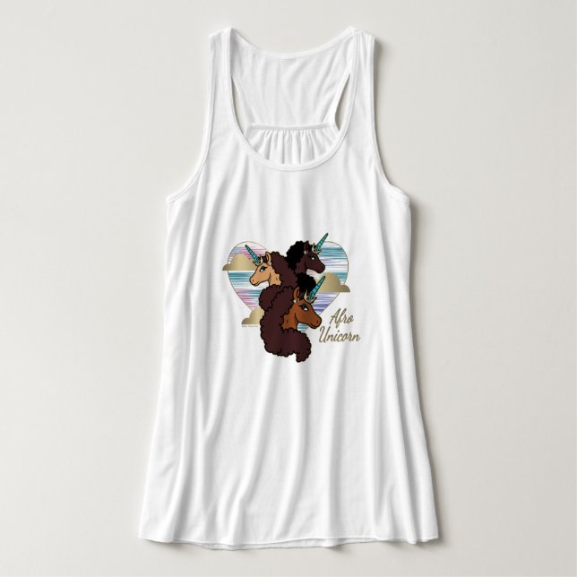 Afro Unicorn Trio Heart Design Linne Med Racerback (Design framsida)