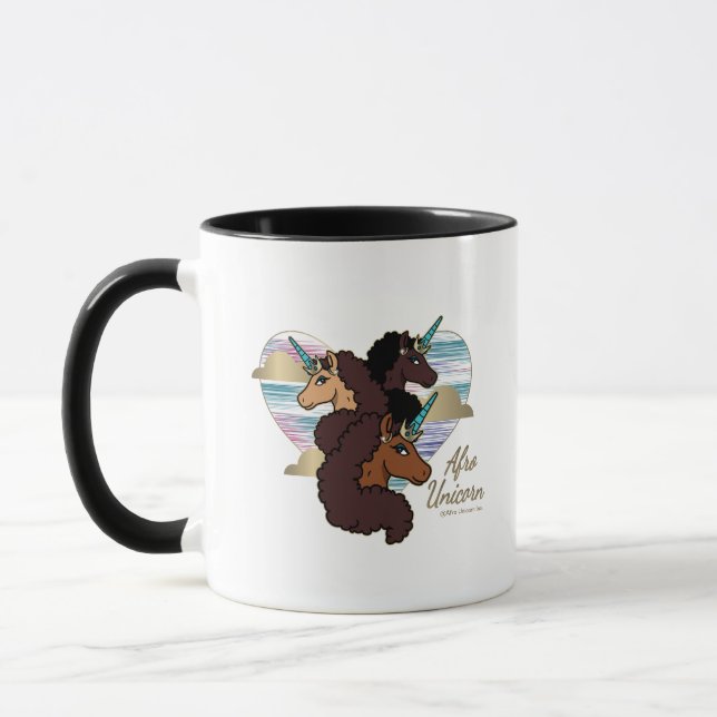Afro Unicorn Trio Heart Design Mugg (Vänster)
