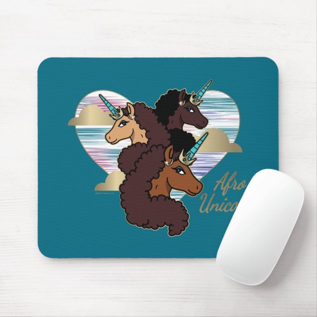 Afro Unicorn Trio Heart Design Musmatta (Med mus)