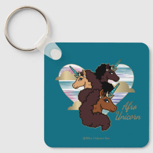 Afro Unicorn Trio Heart Design Nyckelring