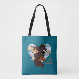 Afro Unicorn Trio Heart Design Tygkasse