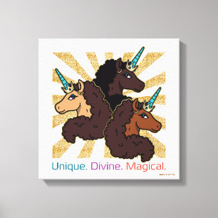 Afro Unicorn Trio: Unik, gudomlig och magisk Canvastryck
