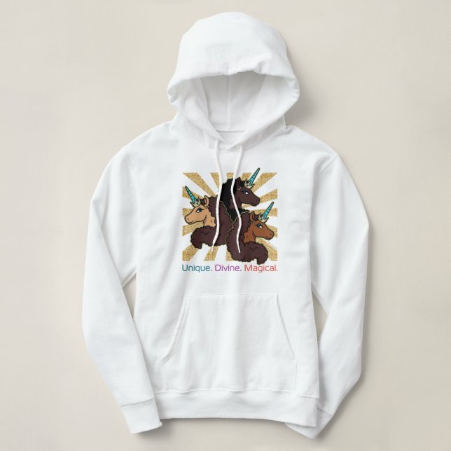 Afro Unicorn Trio: Unik, gudomlig och magisk T Shirt (Design framsida)