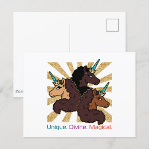 Afro Unicorn Trio: Unik, gudomlig och magisk Vykort