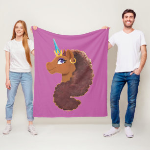 Afro Unicorn   Unik Fleecefilt