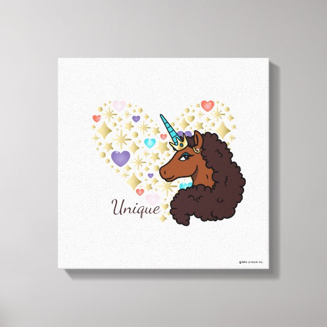 Afro Unicorn | Unik hjärtdesign Canvastryck (Framsida)