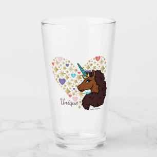 Afro Unicorn Unik hjärtdesign Glaskopp