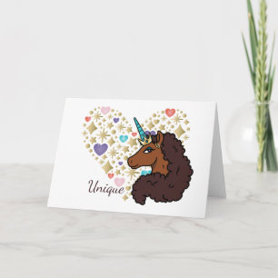 Afro Unicorn Unik hjärtdesign Kort