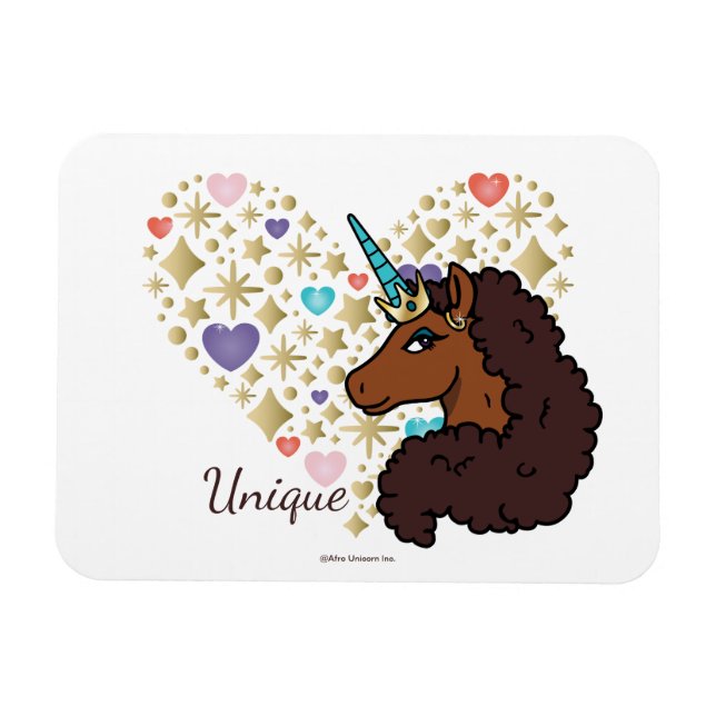 Afro Unicorn | Unik hjärtdesign Magnet (Horisontell)
