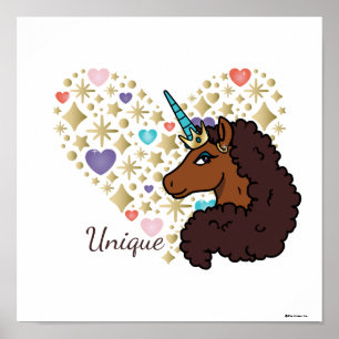 Afro Unicorn   Unik hjärtdesign Poster