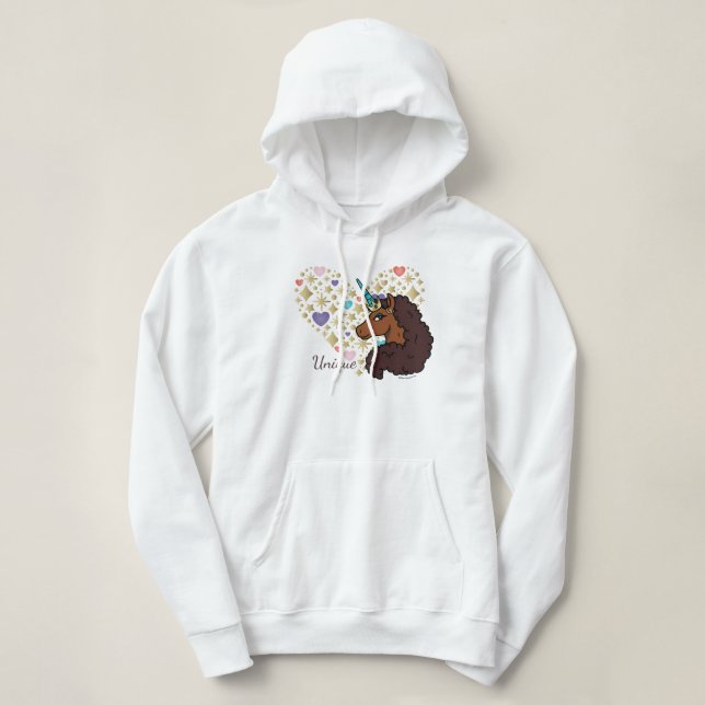 Afro Unicorn | Unik hjärtdesign T Shirt (Design framsida)