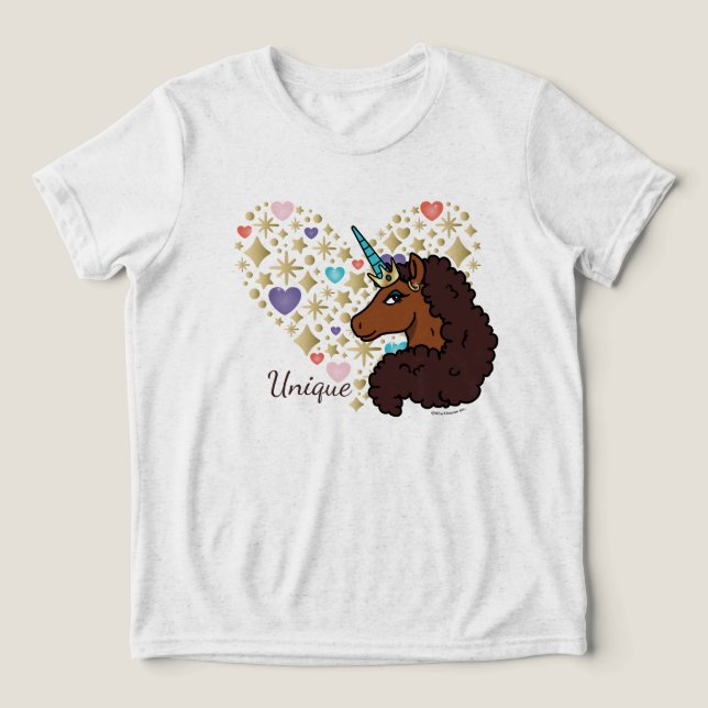 Afro Unicorn | Unik hjärtdesign T Shirt (Design Framsida)
