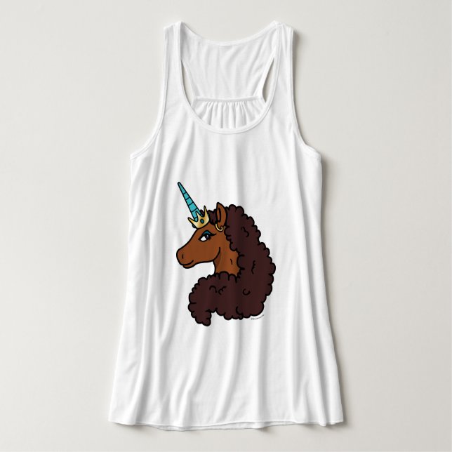 Afro Unicorn | Unik Linne Med Racerback (Design framsida)