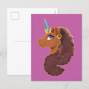 Afro Unicorn Unik Vykort