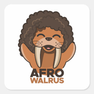 Afro Walrus Fyrkantigt Klistermärke