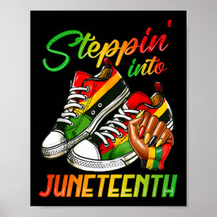 Afro Woman Black Girls Sneakers Stepping till juni Poster