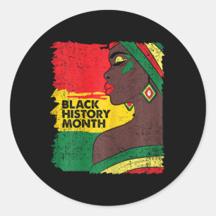 Afro Woman Black History Month Färg Manar Women Wo Runt Klistermärke