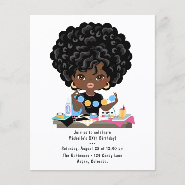 Afro Woman Craft Party födelsedag Flygblad (Framsidan)