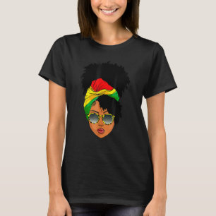 Afro Woman Headscarf Nubian Melanin Popping Black T Shirt