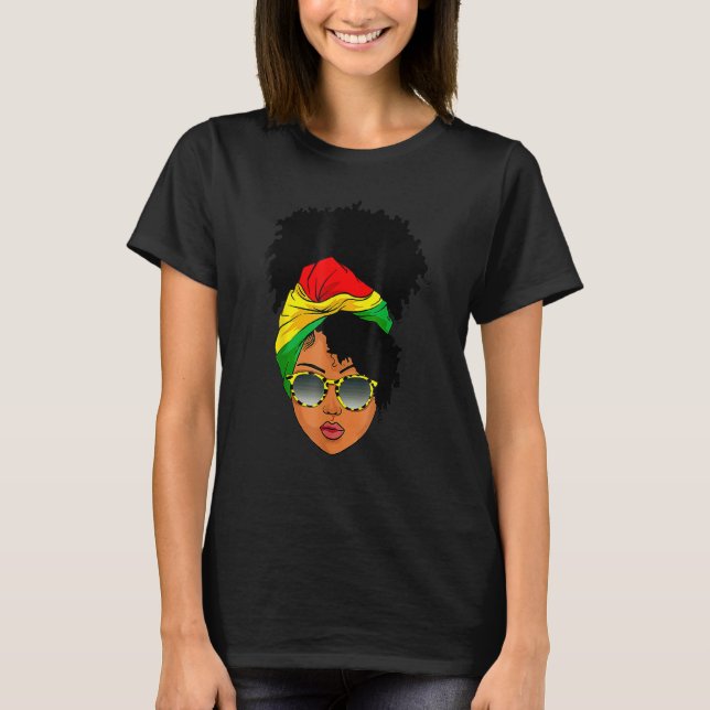 Afro Woman Headscarf Nubian Melanin Popping Black T Shirt (Framsida)