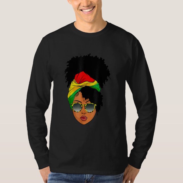 Afro Woman Headscarf Nubian Melanin Popping Black T Shirt (Framsida)