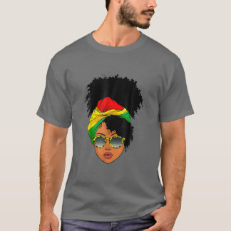 Afro Woman Headscarf Nubian Melanin Popping Black T Shirt