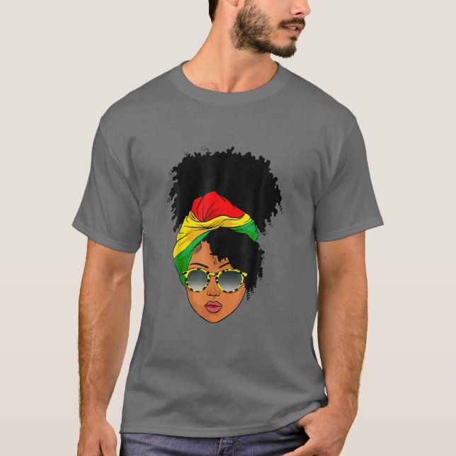 Afro Woman Headscarf Nubian Melanin Popping Black T Shirt (Framsida)