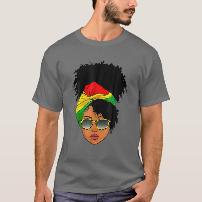 Afro Woman Headscarf Nubian Melanin Popping Black T Shirt (Framsida)