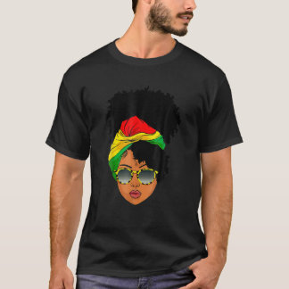 Afro Woman Headscarf Nubian Melanin Popping Black T Shirt